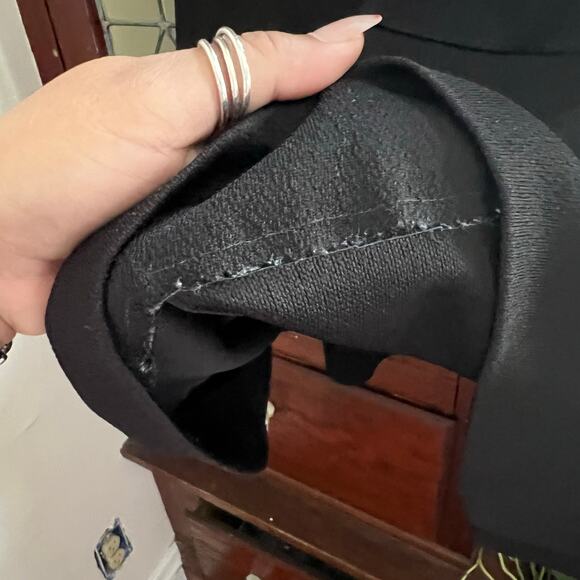 80s/90s Vintage Homemade Black Full Skirt Size XS Elastic Waist Midi Minimalist - Picture 12 of 16